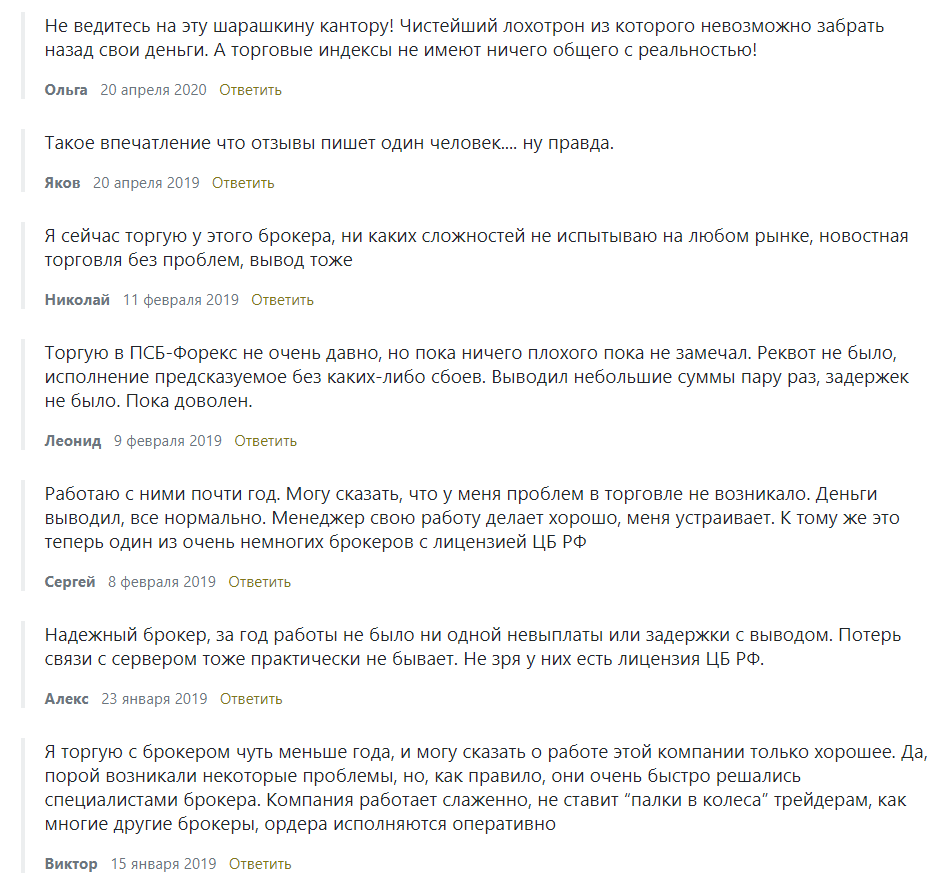 Отзывы о брокере ПСБ-Форекс