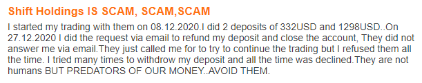Shift Holdings мошенники