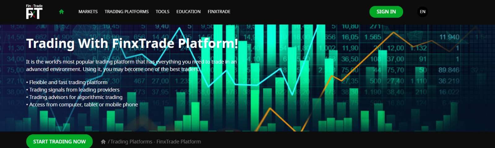 Тарифы FinxTrade