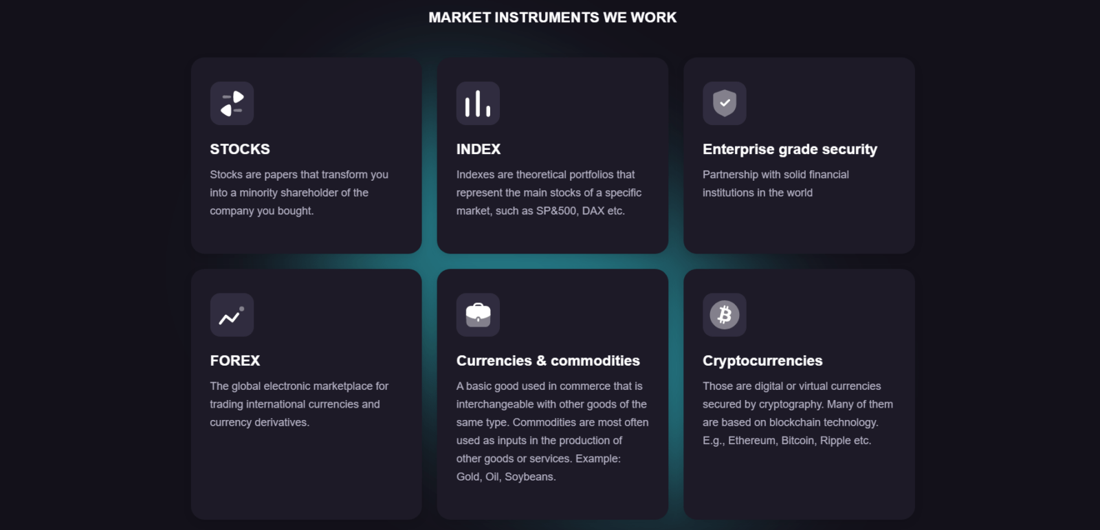 Главная страница и условия торговли