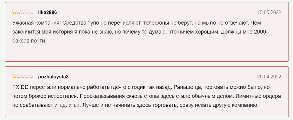 FXDD Negative Comments